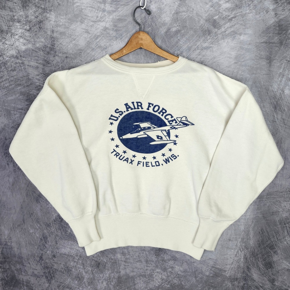 Vintage 50s USAF Single V Flock Print Sweatshirt Size XL Crewneck Air Force